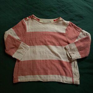Ace & Jig Dockside Top - Pink and White Stripes With Button Shoulder Detail